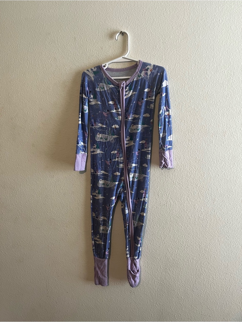 Little Sleepies 2T Navy and Lavender Space Print Footed Pajamas